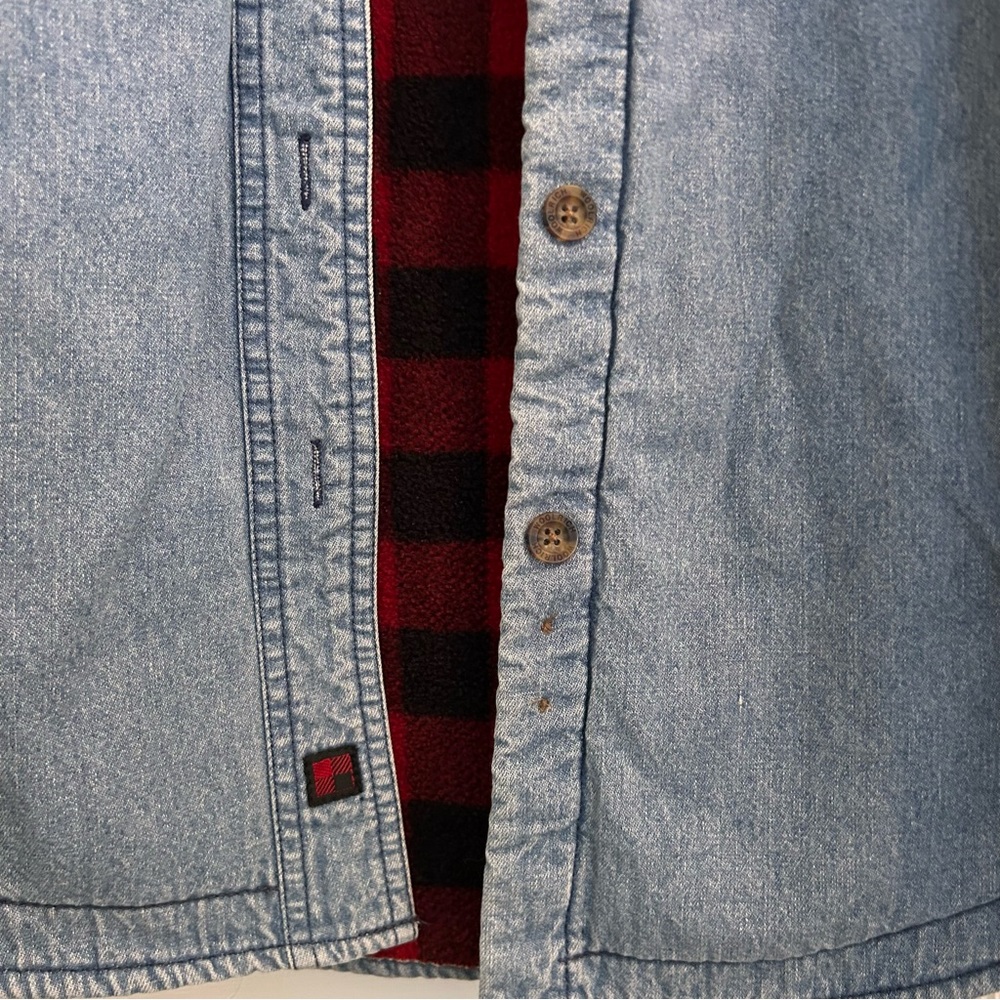 Woolrich Blanket Fleece Lined Jean Jacket Women’s Shacket Buffalo Plaid Sz M - Picture 4 of 10